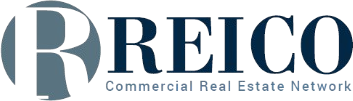 Logo with letter R in blue-gray circle